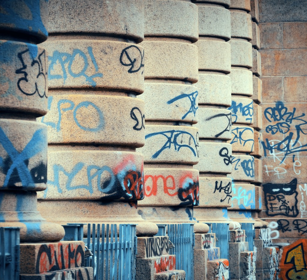 Vorher: mit Graffiti